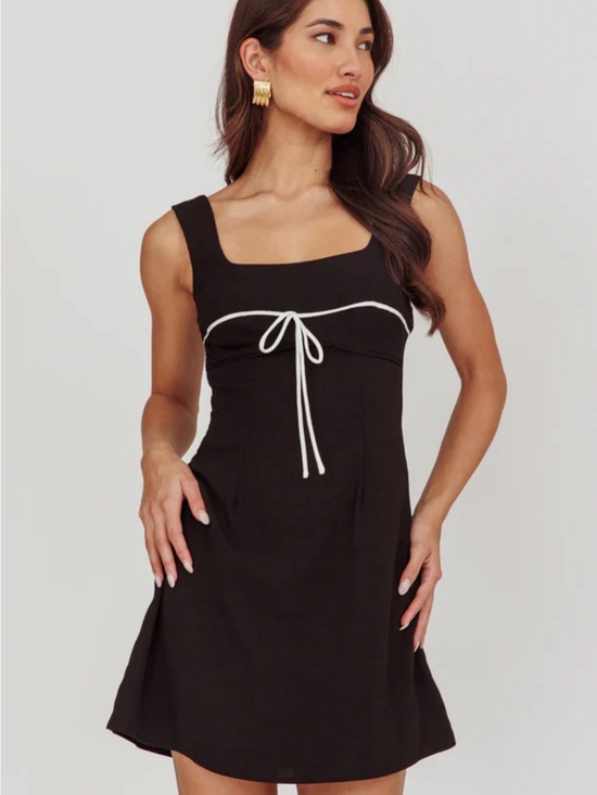 Peppermayo Dresses & Skirts - Peppermayo Black Mini Dress with White Tie Detail Size 4